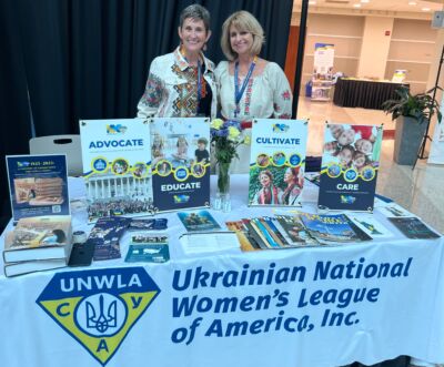 UNWLA at the Ukraine Action Summit, Fall 2026 5 | UNWLA - Ukrainian National Womens League of America Marusia Kvit Flyn VP Membership and Lisa McDonalds MAL at the UNWLA table | UNWLA - Ukrainian National Womens League of America