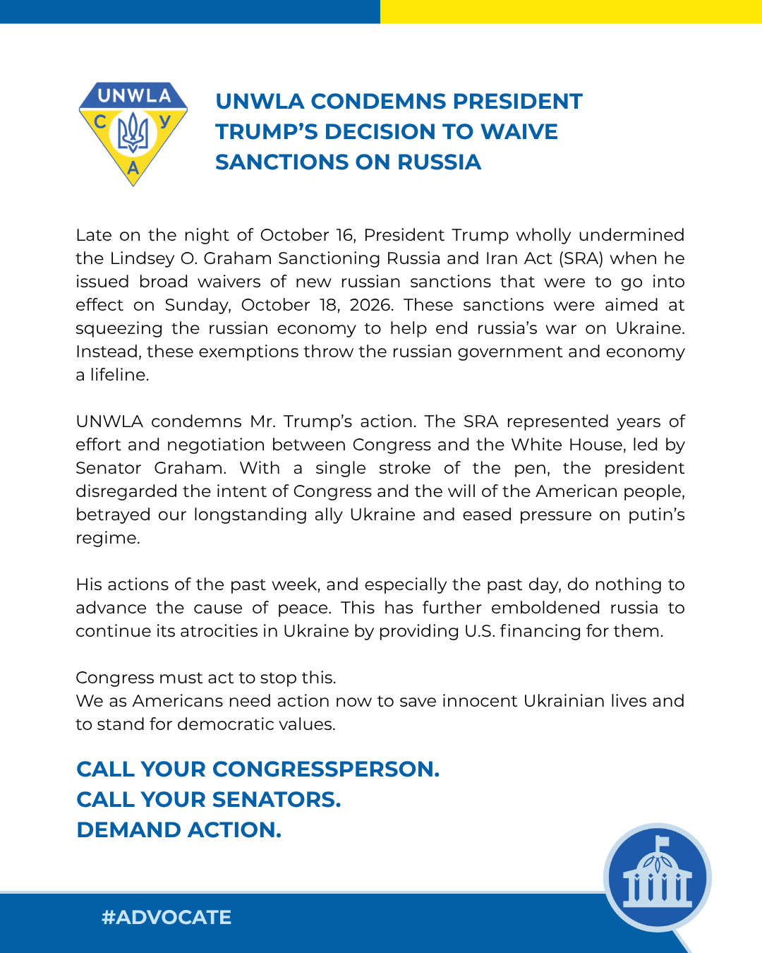 Oct 16 STATEMENT Oct 16 STATEMENT | UNWLA - Ukrainian National Womens League of America