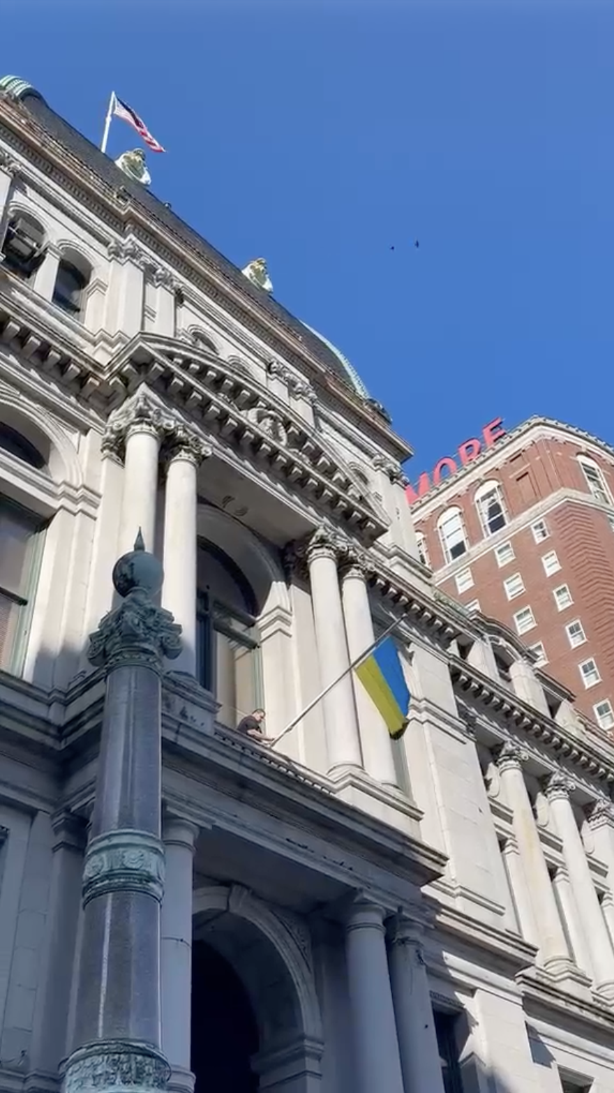 125 events nationwide: 35 Years of Ukraine's Independence 9 | UNWLA - Ukrainian National Womens League of America MAL Inna Walker, Providence, RI, arranged the Ukrainian flag displayed at the city hall building on Ukraine’s Independence Day