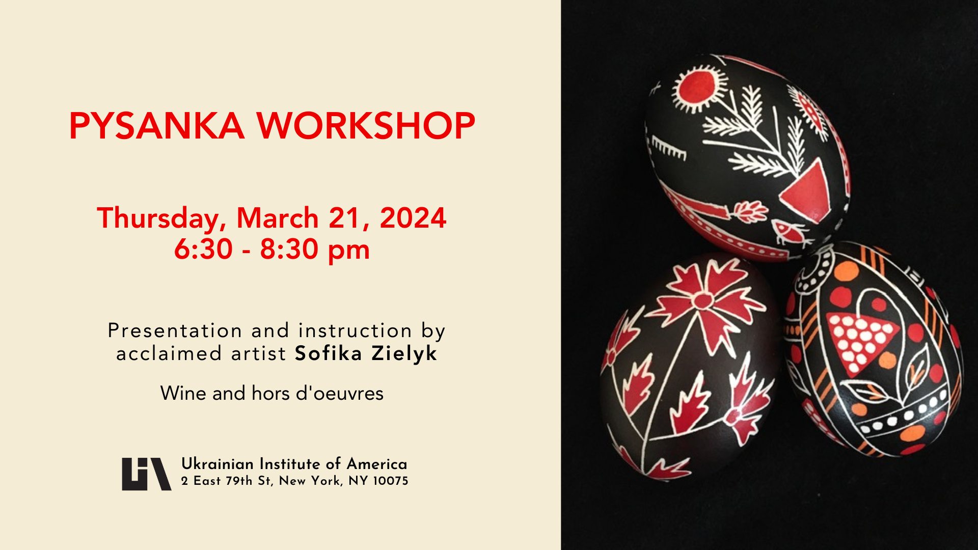 Pysanka Workshop - March 21 - NY