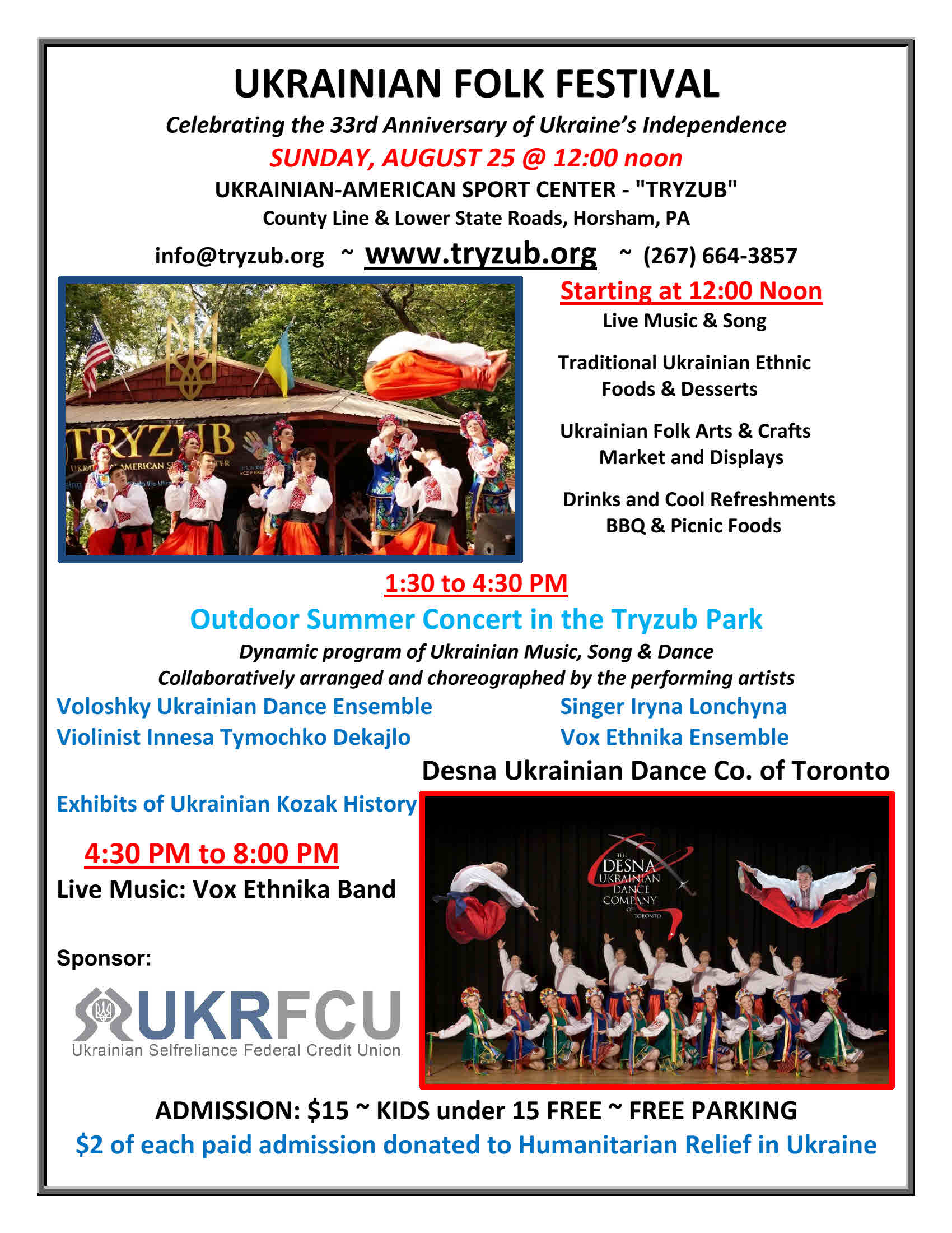 Ukrainian Folk Festival 2024 - Aug 25 - PA